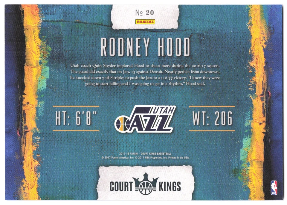 2017-18 Panini Court Kings - Panoramics - Rodney Hood #20 Jumbo 5x7 Box Topper - Image 2 of 2