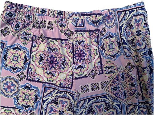 Pyjama Capri Set JoySpun weicher Strick Kurzarm vorne Knöpfe Paisley L 12-14 - Bild 8 von 10