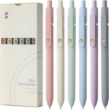 Set de 6 Boligrafos Gel Punta Fina 07mm Tinta Negra Escritura Suave Oficina