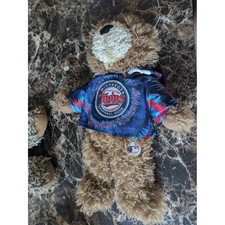 Minnesota Twins Brown Plush Bear in Blue Tie-Dye Jacket