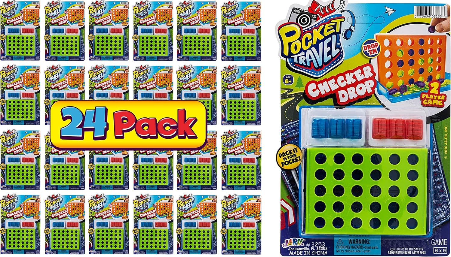 Pocket Travel Mini Four in a Row Game (24 Units) Pocket Size Travel Games