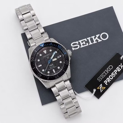 Seiko SNE575 Prospex Sea Solar Diver Men's Black Dial Stainless Steel Watch