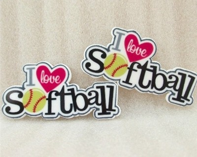 5 pc. Love Planar Resin Acrylic Flatback 2015319 Softball  Sports