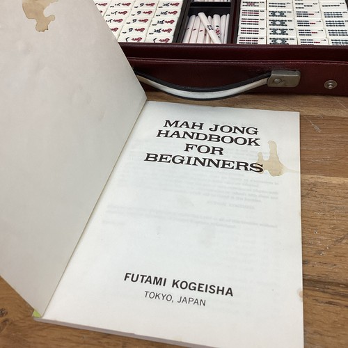 VTG Japanese Mah Jong Set 144 Bamboo Backed Tiles Case Sticks & Rulebook WA - Picture 6 of 12