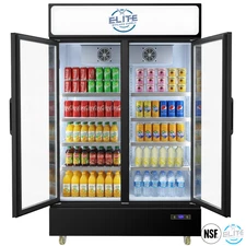 New 48" 2 Door Glass Door Refrigerator Cooler Merchandiser 26 Cu. NSF CSA ETL