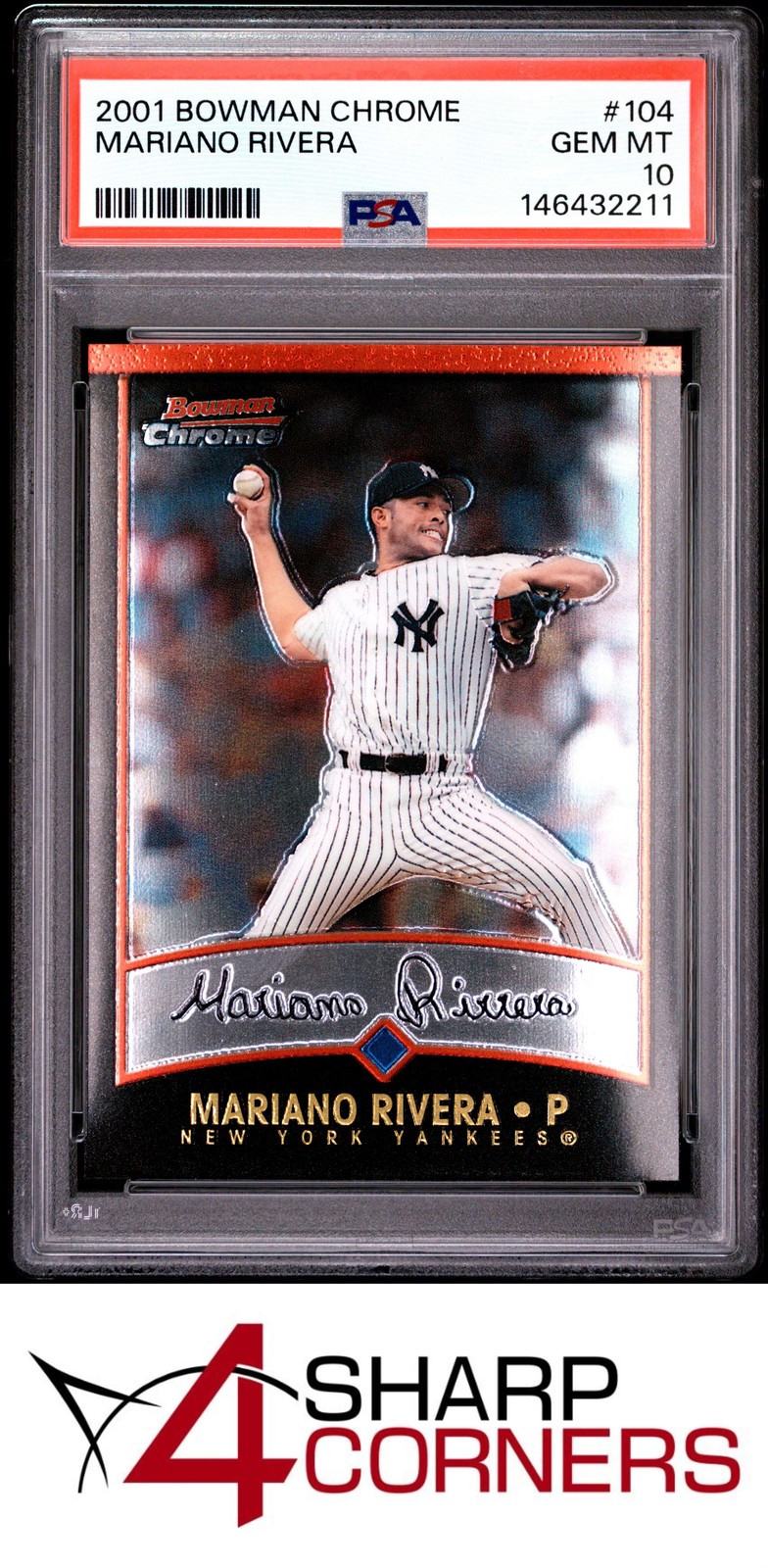 2001 BOWMAN CHROME #104 MARIANO RIVERA YANKEES HOF PSA 10