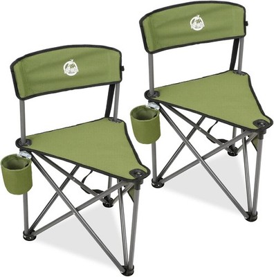 2 Pack Tripod Camping Chairs, Portable Folding Stool Seat with Backrest