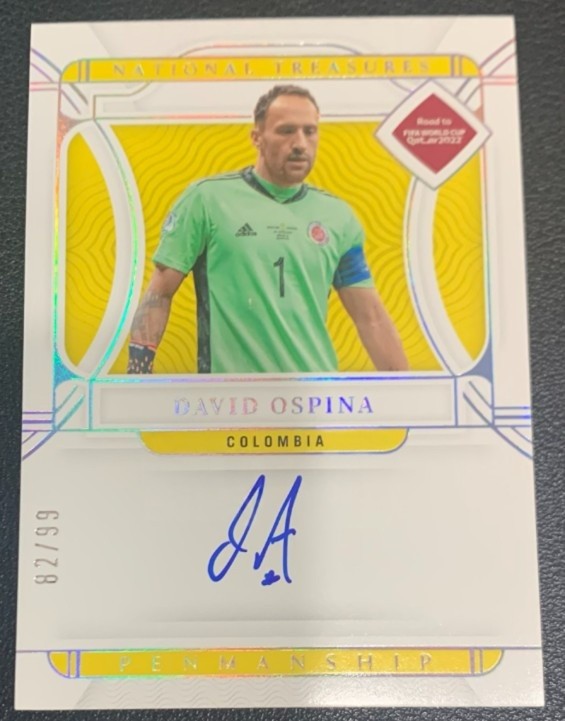 David Ospina 2022 Panini National Treasures World Cup Penmanship Auto /99 #P-DO