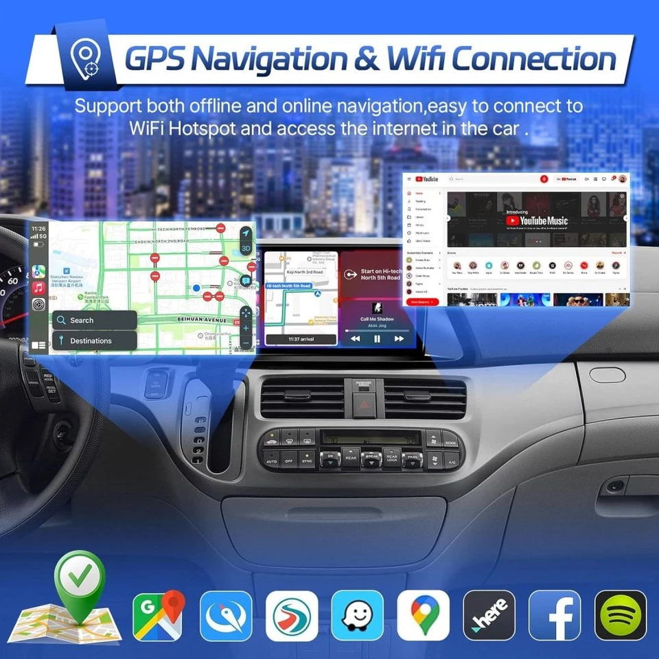 For Honda Odyssey 2005-2010 Apple Carplay Car Stereo Radio Android 15.0 GPS Navi - Image 4 of 4