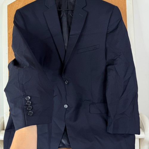 Joseph Abboud Suit Mens 42S Navy Blue 2 Button 100% Wool Pants 34x26 Flat Solid - Picture 7 of 21