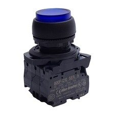 Allen Bradley 800FP-LE6 Illuminated Blue Pushbutton, w/ 1NO & 1NC Contact, 22mm