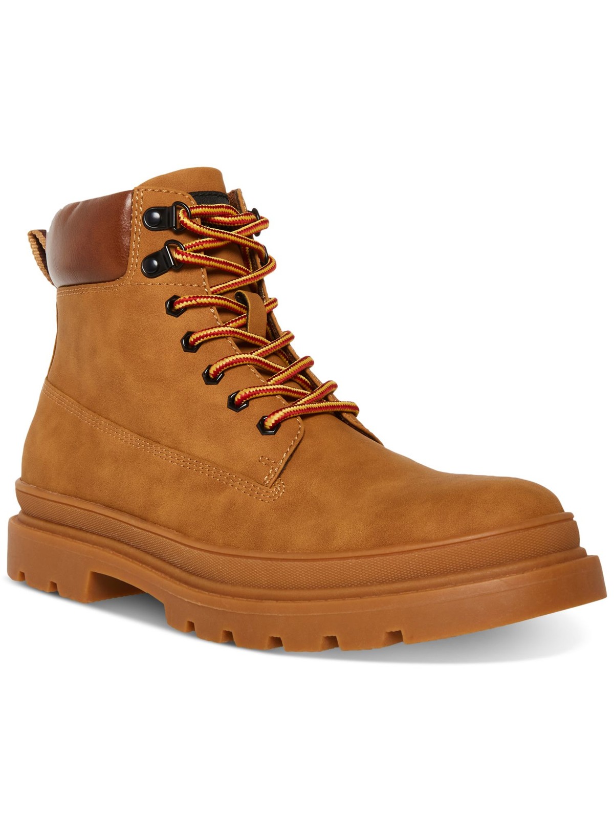 Mens Brown Glixxo Round Toe Block Heel Combat Boots Size 11.5 Pull Tab