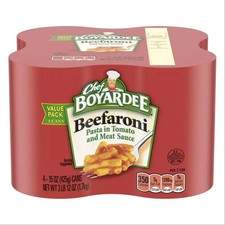 Chef Boyardee Beefaroni in Tomato and Meat Sauce, Ready-to-Eat, 15 oz Can 4Pack