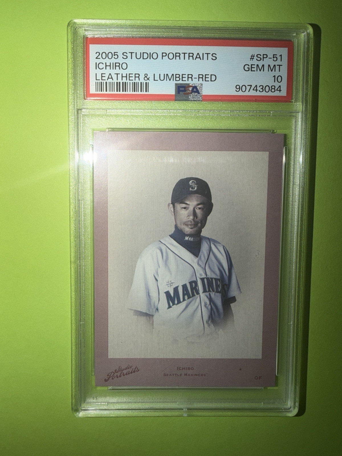 POP 1 Ichiro Suzuki 2005 Studio Portraits Leather & Lumber SP Red #44/45 PSA 10 view 1