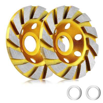 2 Pack 4 Inch Turbo Diamond Grinding Cup Wheel for Angle Grinder, 12 Segs