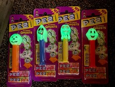 PEZ Glowing Ghosts - Set of 4 Halloween Dispensers - Mint on Euro Cards