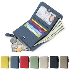 Genuine Leather Men Women Cute Short Wallet Luxury Solid Zipper Coin Purse rfid