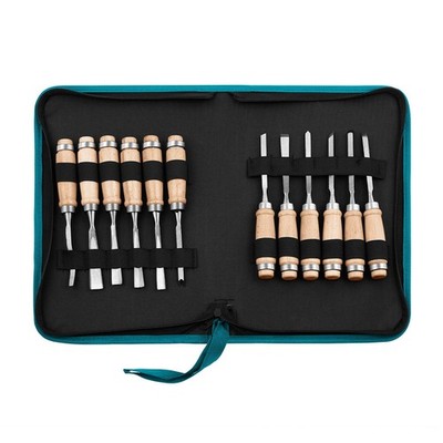-12pcs Wood Carving Chisel Set- Sharp Woodworking Tools with Case Storage