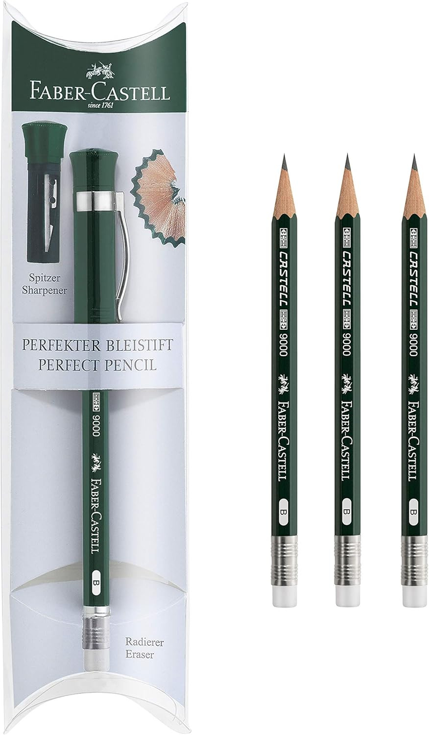 Perfect Pencil Castell 9000 and 3 Count Pencil Refill - #2 Lead Pencil, Sharpene