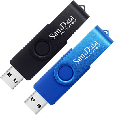 32GB USB Flash Drives 2-Pack with LED, Black & Blue for Backup Storage 32GB x2!!