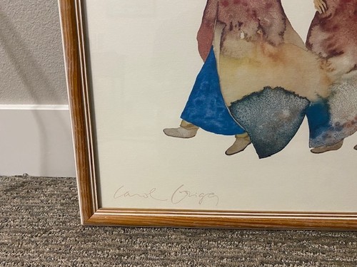 Carol Grigg Gango Galerie zwei einheimische Frauen zu Fuß Pferd Druck 31"x 19" gerahmt - Bild 5 von 13