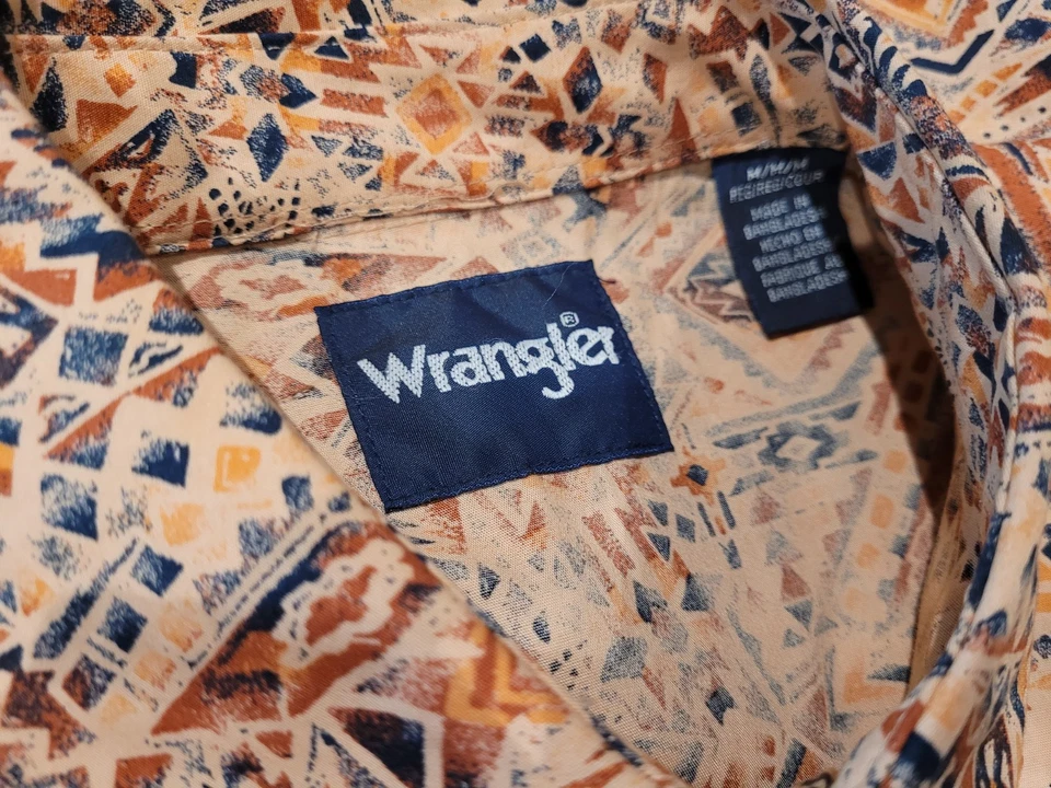 Wrangler Checotah Aztec Print Western Rodeo Shirt Pearl Snap, Men's Size Medium - Image 3 of 4