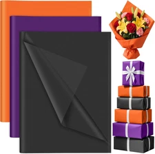 90 Sheets Black Orange Purple Tissue Paper for Gift Bags, Colored Gift Wrapping 
