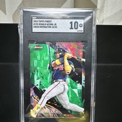 2024 Topps Finest - Uncommon Ronald Acuña Jr. #195 Green Refractor /35 SGC 10