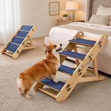 2-in-1 Convertible Dog Ramp  Stairs for Bed/Couch/Sofa Foldable Pet Ramp