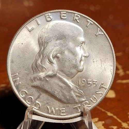 1953-D FRANKLIN HALF DOLLAR ~ UNC  BU 90% Silver