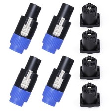 4 Sets Speakon Connector Kit, 4pcs 4 Pole SpeakON Twist Lock Plug and NL4MP P...