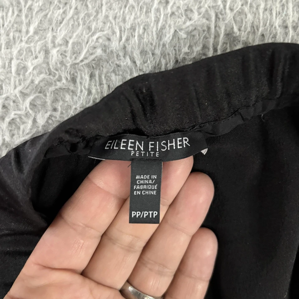 Eileen Fisher Pants Womens size PP 4P-4P 100% Silk Elastic Waist Pull On Black - Image 3 of 4