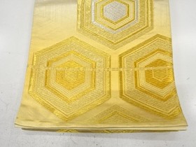 7758715: JAPANESE KIMONO / ANTIQUE FUKURO OBI / SILK / WOVEN KIKKO PATTERN