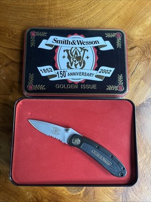 Rare Vintage 2002 Smith & Wesson 150th Anniversary Golden Issue Knife In Tin New