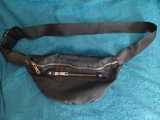 Black Fanny Pack/waist Pack With Gold Colored Zipper Closure