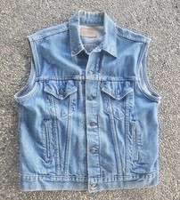 Vtg 80s Levis 60514 0214 Denim Trucker Vest Small Made in USA Blue Jean Type 3