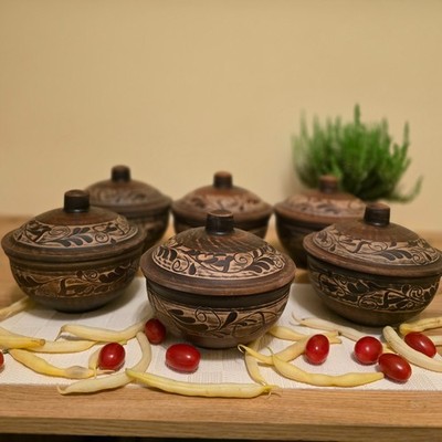 Baking Clay pot Stoneware Cookware Ceramic Soup Bowl Dishes set of 6