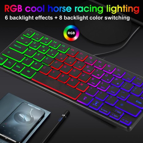 64 Keys RGB Backlit Keyboard USB Wired Gaming Keyboard Mute Compact Small - Picture 24 of 24