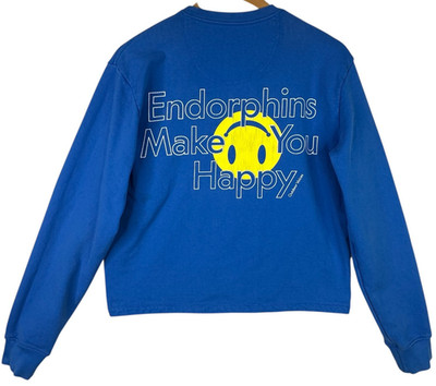 Outdoor Voices Graphic Sweatshirt Endorphins Make You Happy Blue Cropped Boxy XS