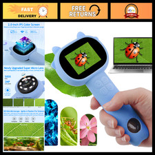 500X Kids Microscope with 2" IPS Screen, 1080P HD, 8 LED Lights, Portable STEM T