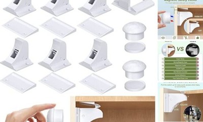 Child Safety Magnetic Cabinet Locks,  6 Pack+2 Keys 1.49in×1.34in×1.54in 6.0