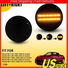 2x Dynamic LED Smoked Fender Side Marker Signal Lights For Mazda MX-5 1989-15 QC