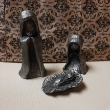 HUDSON PEWTER Walli Ortman #044 Nativity 3 piece Set Mary Jesus & Joseph ~ EXC