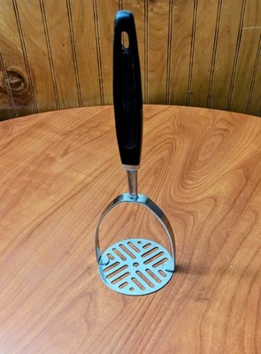 Vintage Ekco Potato Masher Stainless Steel Black Plastic Handle USA Excellent
