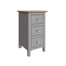 3 Drawer Oak Veneer Bedside Table Dove Grey Nightstand Bedroom Furniture