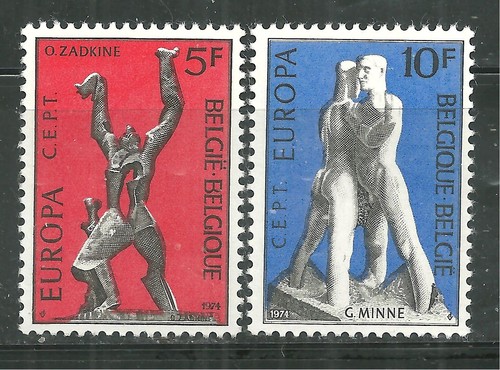 BÉLGICA 868-69 MNH CIUDAD DESTRUIDA POR OSSIP ZADKINE, SOLIDARIDAD POR MINNE