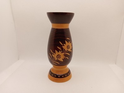 Handgeschnitzte Holzvase Sonnenblumen-Design rustikal zweifarbig Knospenvase 6 Zoll