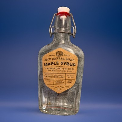 Orange County Distillery Rye Maple Syrup Empty Glass Flask Bottle Swing Top 8oz