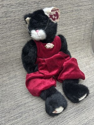 Ty Attic Treasures Ebony Black Cat Jointed Plush 12  Used w TAGS Vintage 1993