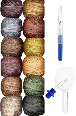 Embroidery Thread Perle Cotton Size 8 Hand-Double-Dyed Earthly Treasures Coll...